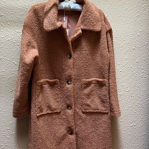 Womens Fuzzy Fleece Lapel Coat (Teddy Bear Coat). NWT.